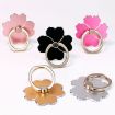 Picture of Metal Cell Phone Finger Ring Holder Rotatable Desktop Phone Stand, Color: 4 Leaf Grass Oxidation Silver