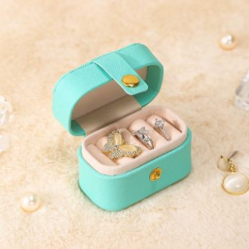 Picture of Mini Ring Box Portable Jewelry Box PU Leather Earring Jewelry Storage Box, Color: Blue