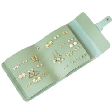 Picture of Book Shaped Jewelry Bag Large capacity Travel Portable Multifunctional Earring Storage Bag, Color: Green