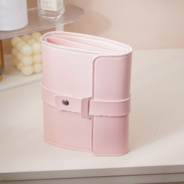 Picture of Book Shaped Jewelry Bag Large capacity Travel Portable Multifunctional Earring Storage Bag, Color: Pink
