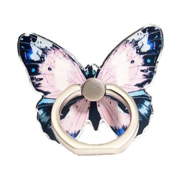 Picture of Cute Cartoon Butterfly Multifunctional Finger Ring Cell Phone Holder 360 Degree Rotating Universal Phone Ring Stand, Color: Blue