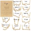 Picture of 12 Zodiac Signs With Diamonds Necklace Card Rhinestones Collarbone Chain Pendant, Style: Aquarius Golden