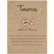 Picture of 12 Zodiac Signs With Diamonds Necklace Card Rhinestones Collarbone Chain Pendant, Style: Taurus Golden