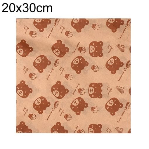 Picture of 100sheets/Pack Bear Pattern Greaseproof Paper Baking Wrapping Paper Food Basket Liners Paper 20x30cm