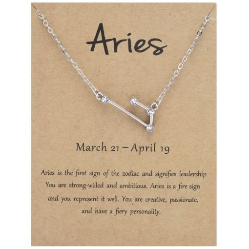 Zodiac Signs Diamond Necklace - Aries Silver - 1