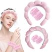 Picture of Skincare Headband Wrist Towels Set Women Puffy Headwear, Spec: Towel Cloth Pink