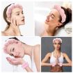 Picture of Skincare Headband Wrist Towels Set Women Puffy Headwear, Spec: Golden Velvet Pink