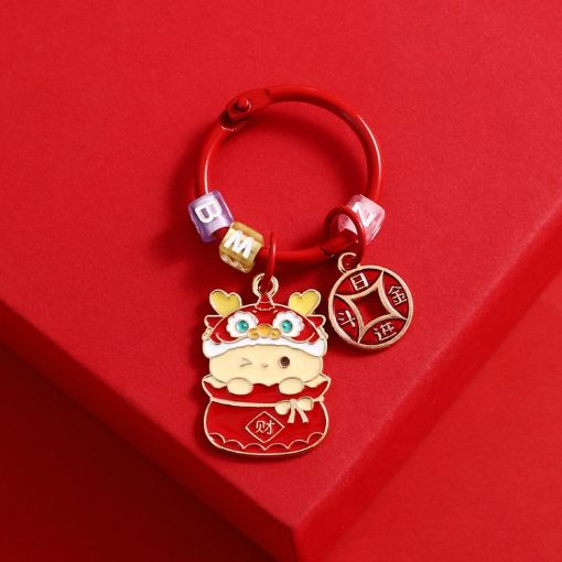 Picture of Year Of The Dragon Metal Pendant Cute Car Keychain Doll Couple Bag Pendant, Color: Fortune Dragon