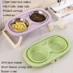 Picture of Collapsible Pet Bowl Eating Drinking Bowl Neck Guard Tall Double Bowl, Style: PP Green