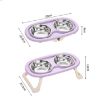 Picture of Collapsible Pet Bowl Eating Drinking Bowl Neck Guard Tall Double Bowl, Style: PP White