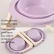 Picture of Collapsible Pet Bowl Eating Drinking Bowl Neck Guard Tall Double Bowl, Style: Stainless Steel Purple