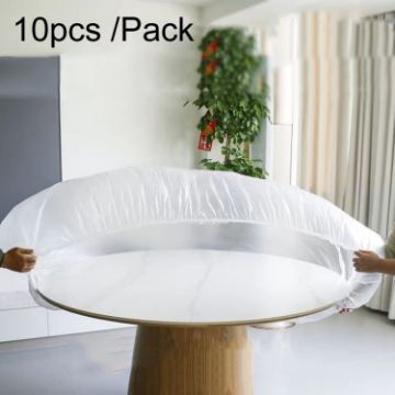 Picture of 10pcs/Pack 1.6m Disposable Elastic Bunching Tablecloth Household Table Thickened PE Non-Washable Waterproof Oilproof Tablecloth (White)