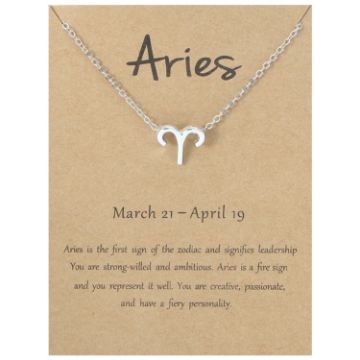 Picture of Zodiac Signs Necklace Electroplate Alloy Short Chain Jewelry, Style: Aries Silver