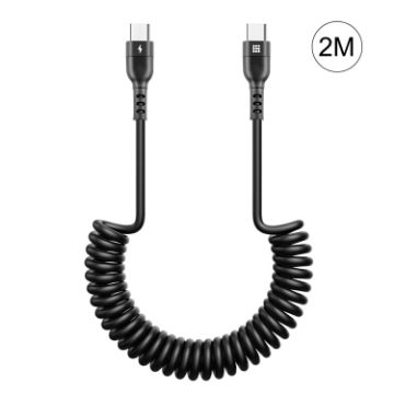 Picture of HAWEEL 2m 5A USB-C/Type-C to USB-C/Type-C Retractable Coiled PD Fast Charging Cable
