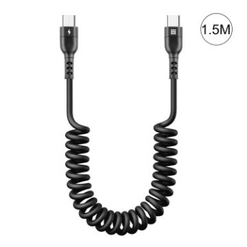 Picture of HAWEEL 1.5m 5A USB-C/Type-C to USB-C/Type-C Retractable Coiled PD Fast Charging Cable