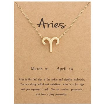 Picture of Zodiac Signs Necklace Electroplate Alloy Short Chain Jewelry, Style: Aries Golden