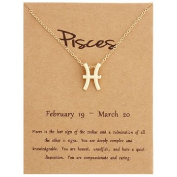 Picture of Zodiac Signs Necklace Electroplate Alloy Short Chain Jewelry, Style: Pisces Golden