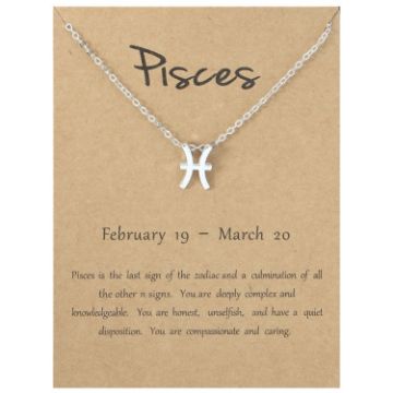 Picture of Zodiac Signs Necklace Electroplate Alloy Short Chain Jewelry, Style: Pisces Silver