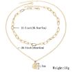 Picture of 26 Alphabet Double Layer Necklace Hexagonal Letter Pendant Layered Collarbone Chain, Style: W