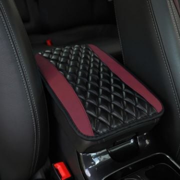 Picture of Car Center Console Cover Mat PU Leather Car Armrest Cover 32x19cm (Wine Red)