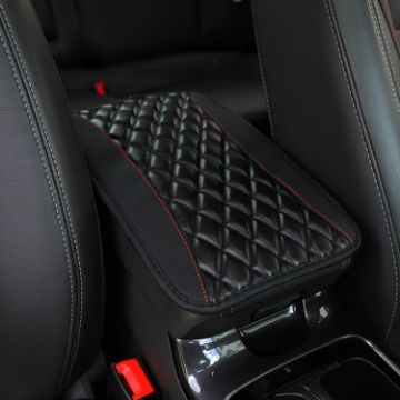 Picture of Car Center Console Cover Mat PU Leather Car Armrest Cover 32x19cm (Black)