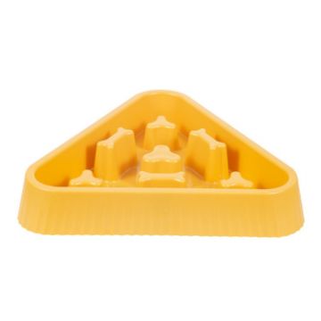 Picture of Triangle Bone Pet Slow Food Bowl Dogs Cats Eating Bowls (Yellow)