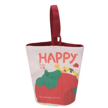 Picture of Oil Painting Style Cartoon Handbag Outdoor Portable Cute Single-shoulder Bag, Color: Persimmon