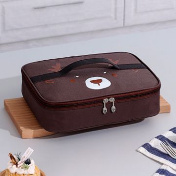 Picture of Cartoon Portable Lunch Bag Oxford Cloth Insulation Meal Bag, Style: Flat Coffee