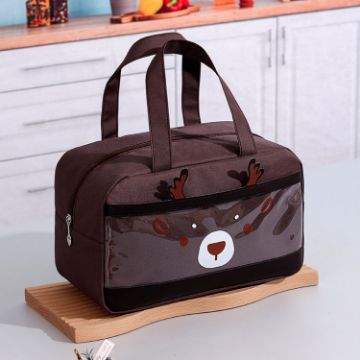 Picture of Cartoon Portable Lunch Bag Oxford Cloth Insulation Meal Bag, Style: Horizontal Coffee