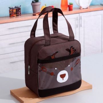 Picture of Cartoon Portable Lunch Bag Oxford Cloth Insulation Meal Bag, Style: Vertical Coffee