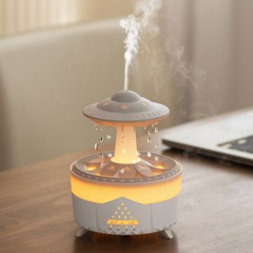 Picture of UFO Water Drop Aromatherapy Humidifier Desktop Remote Control Diffuser, Plug: UK Plug (White)