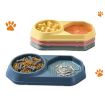 Picture of Bone Slow Food Lick Bowl Pet Diet Double Bowl Dog Cat Food Bowl (Yellow)