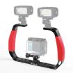 Picture of PULUZ Dual Silicone Handles Aluminium Alloy Underwater Diving Rig for GoPro, Other Action Cameras and Smartphones (Red)