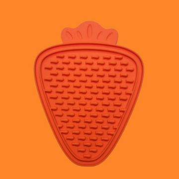 Picture of Silicone Pet Licking Mat Suction Cup Carrot Shape Placemat Cat and Dog Food Retarder (Orange)
