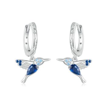 Picture of S925 Sterling Silver Platinum Plated Opal Hummingbird Women Earrings (BSE985)