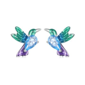 Picture of S925 Sterling Silver Platinum-plated Bird Animal Earrings for Women (BSE989)