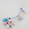 Picture of Infant Baby Pacifier Clip Chain Clay Crystal Anti-drop Heart Nipple Clip (Blue)