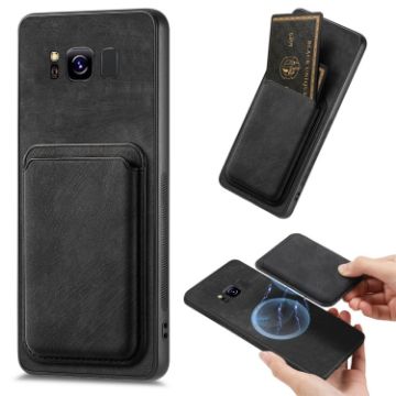 Samsung Galaxy S8 Retro Leather Card Bag Magnetic Phone Case - Black - 1