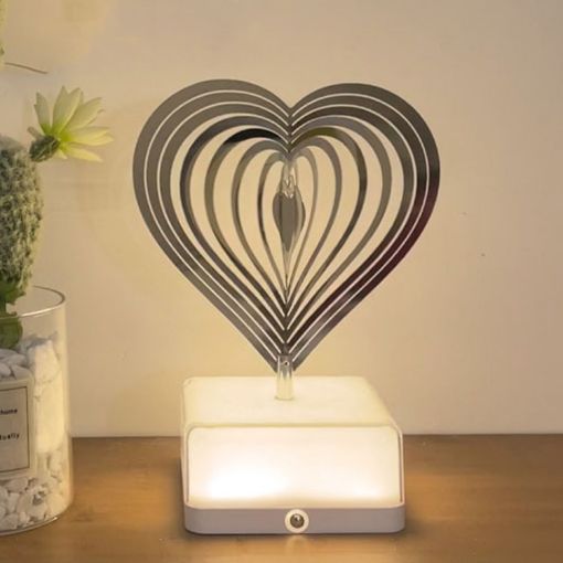 16 Colors 3D Rotating Bedside Lamp Night Light LED Rechargeable Ambient Light Love - 1