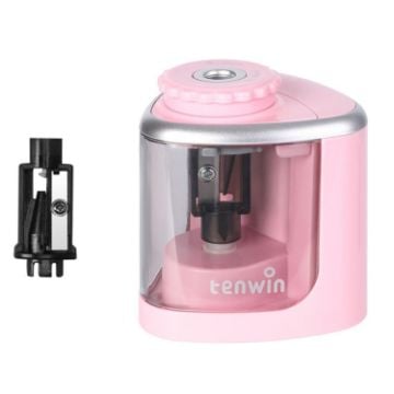 Picture of TENWIN Electrical Pencil Sharpener Student Stationery Semi-Automatic Sharpeners Battery Model (Pink)