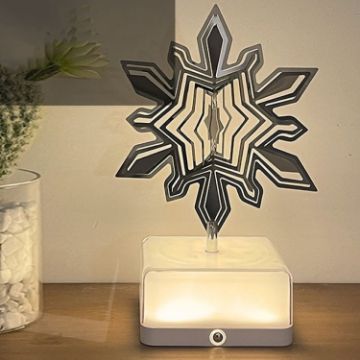 Picture of 16 Colors 3D Rotating Bedside Lamp Night Light LED Rechargeable Ambient Light Decorative Ornament, Style: Snowflake