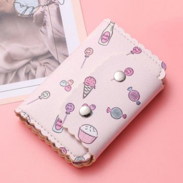 Picture of Mini Cute Cartoon Multi-card Slot Credit Card Holder Change ID Storage Bag, Color: Pink-Candy