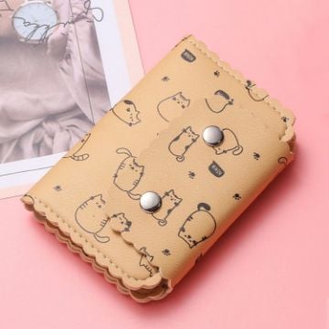 Picture of Mini Cute Cartoon Multi-card Slot Credit Card Holder Change ID Storage Bag, Color: Yellow-Cat