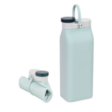 Picture of 600ml Outdoor Sports Portable Silicone Folding Water Cup Minimalist Travel Large Capacity Milk Bottle (Light Blue)