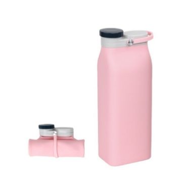 Picture of 600ml Outdoor Sports Portable Silicone Folding Water Cup Minimalist Travel Large Capacity Milk Bottle (Pink)