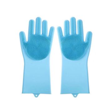 Picture of Kitchen Silicone Dishwash Gloves Male And Female Household Chores Cleaning Mitts, Size: 160g (Blue)