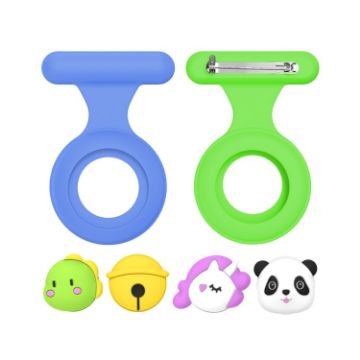 Picture of For AirTag 2pcs Silicone Protective Case Kids Brooch Snap Cartoon Locator Case (Blue+Luminous Green)