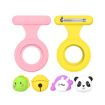 Picture of For AirTag 2pcs Silicone Protective Case Kids Brooch Snap Cartoon Locator Case (Pink+Yellow)