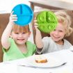 Picture of 3 Compartments Baby Silicone Suction Cup Plate Childrens Complementary Feeding Bowl (Green)