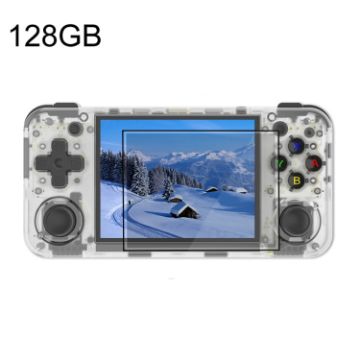 Picture of ANBERNIC RG35XX H Handheld Game Console 3.5 Inch IPS Screen Linux System 64GB+128GB (Transparent White)
